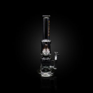 ALPHA 16'' ALPHA DOUBLE SHOWER HEAD DUAL CYLINDER CHAMBER WITH INLINE MUSHROOM PERC CLEAR BLACK