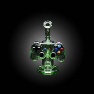 HIPSTER GLASS 9'' CLASSIC GAME CONTROLLER STYLNG WATER PIPE LIME GREEN