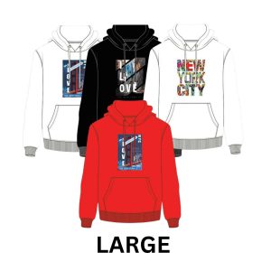 NEW YORK DESIGN HOODIE MIXED COLOR - LARGE