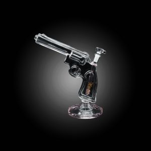 HIPSTER GLASS 10'' PISTOL HANDGUN DESIGN WATER PIPE PINK