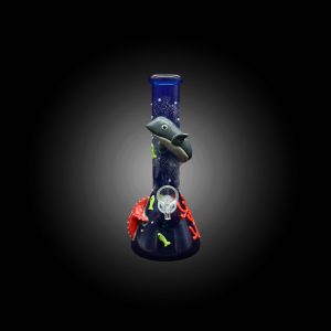 10'' 3D ART OCEAN THEMED HAND PAINTED WATER PIPE BLUE