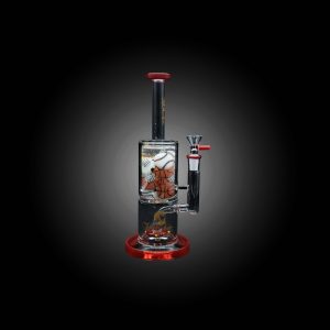 HIPSTER GLASS 10.5'' INSIDE ADORNED WITH BALLS DESIGN WATER PIPE RED