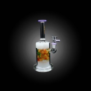 HIPSTER GLASS 8.5'' COLORFUL DECORATIVE STONE INSIDE WATER PIPE SLIME PURPLE