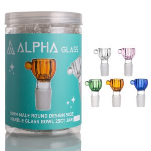 18MM MALE ROUND DESIGN SIDE MARBLE GLASS BOWL 25CT JAR