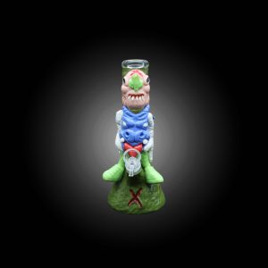 10'' BIRD FIEND HAND PAINTED BEAKER WATER PIPE GREEN
