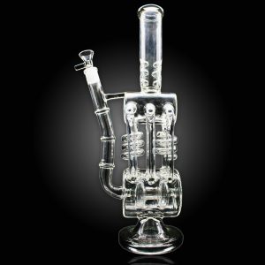 15'' ALPHA BARREL SPIRAL BLAST RECYCLER WATER PIPE CLEAR BLACK