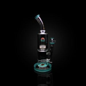 14'' ALPHA BENT MOUTHPIECE LARGE BUBBLER WITH WIGWAG DESIGN MATRIX PERC BLUE