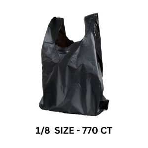 PLASTIC SHOPPING BAG HD 1/8 SIZE BLACK 770CT BOX