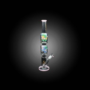 HIPSTER GLASS 18.5'' CANDY DICE COLORFUL DUAL PERC WATER PIPE SLIME PINK