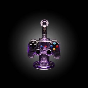 HIPSTER GLASS 9'' CLASSIC GAME CONTROLLER STYLNG WATER PIPE PURPLE