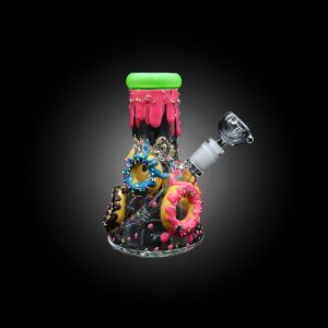 7.5'' 3D ART DONUT DECORATION DESIGN WATER PIPE GLOW IN THE DARK ORANGE