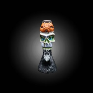 10'' SKULL PUMKIN HAND PAINTED BEAKER WATER PIPE BLACK