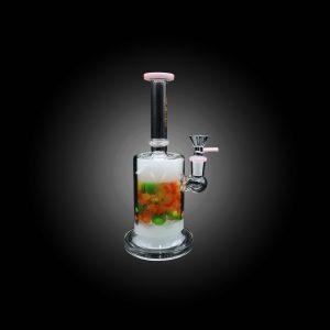 HIPSTER GLASS 8.5'' COLORFUL DECORATIVE STONE INSIDE WATER PIPE SLIME PINK