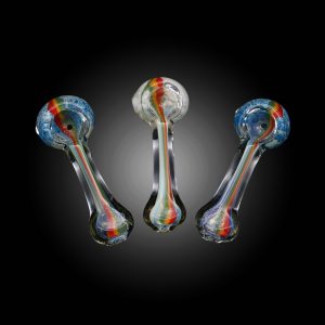 2.5'' FRIT HEAD RASTA LINE FLAT MOUTH MIX COLOR HAND PIPE 25CT JAR