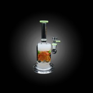 HIPSTER GLASS 8.5'' COLORFUL DECORATIVE STONE INSIDE WATER PIPE SLIME GREEN