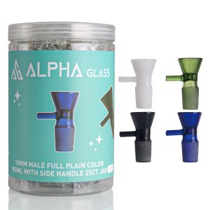 ALPHA 18MM MALE FULL PLAIN COLOR BOWL WITH SIDE HANDLE 25CT JAR