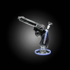 HIPSTER GLASS 10'' PISTOL HANDGUN DESIGN WATER PIPE SLIME BLUE