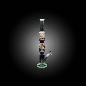 HIPSTER GLASS 18.5'' CANDY DICE DUAL PERC WATER PIPE SLIME GREEN