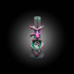 14'' DRAGON INSPIRED DETAILING DESIGN HAND PAINTED BEAKER WATER PIPE GREEN