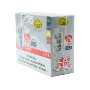 AIRIS CRYSTAL DISPOSABLE 15000PF CLEAR RUBY (UNFLAVORED) 5% -BOX OF 5