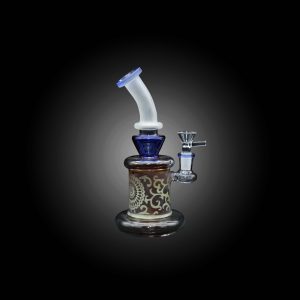 8.5'' STAIN SACRED ETCHED NECK BENT WATER PIPE BLUE