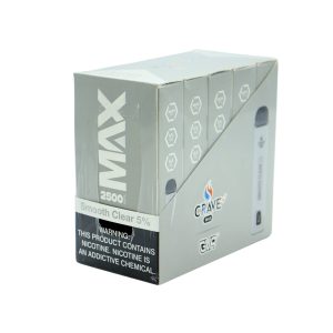 CRAVE PLUS MAX DISPOSABLE 2500PF SMOOTH CLEAR 5% NIC -BOX OF 10