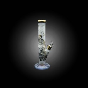 14'' PARTIOTIC DESING CYLINDER WATER PIPE GOLD