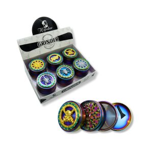 HIPSTER MYSTIC ORNATE DESIGN ON LIDS METAL GRINDER 4 PART 60MM -BOX OF 6