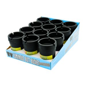 BLACK COLORED BUTT BUCKET EXTINGUISHING ASHTRAY - 12CT DISPLAY (ATA20013B)