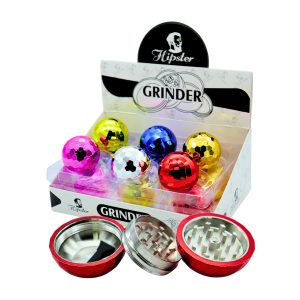 HIPSTER DISCO BALL HERB GRINDER 50MM 3 PART MIXED COLOR -BOX OF 12 (SW2282-3)