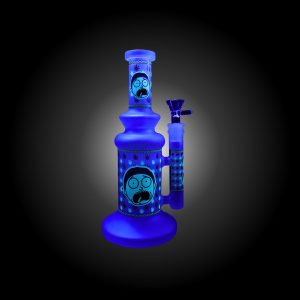 9.5'' RICK & MORTY FACE PRINTED WATER PIPE GLOW IN THE DARK