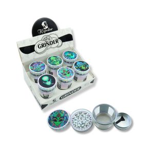 HIPSTER ALIEN THEMED 3D ON TOP WITH SIDE WINDOW METAL GRINDER 4 PART 50MM - BOX OF 6