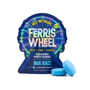 FERRIS WHEEL EUPHOPIC PARTY BLEND CHEW TABLETS BLUE RAZZ 2CT PACK -BOX OF 20 PACK