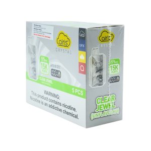 AIRIS CRYSTAL DISPOSABLE 15000PF CLEAR JEWEL (UNFLAVORED) 5% -BOX OF 5