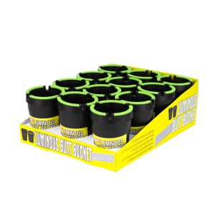 GREEN LUMINOUS BUTT BUCKET EXTINGUISHING ASHTRAY BLACK - 12CT DISPLAY (ATA20012G)