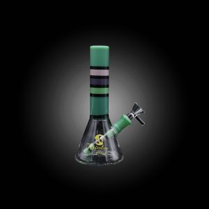 7.8'' HIPSTER GLASS FEATURES VIBRANT MULTY COLORED STRIPED NECK DESIGN BEAKER WATERPIPE GUACEMOLE