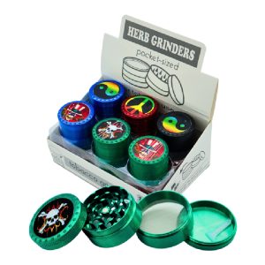 D&K RASTA VIBE HERB GRINDER 50MM 4 PART -BOX OF 12 (DK5044-4)
