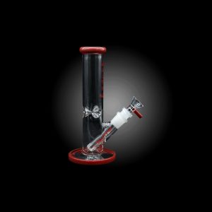 8'' ALPHA GLASS STRIGHT TUBE WITH COLORED MOUTH PIECE RED