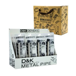 D&K COILED DESIGN SPRING-LIKE STEM METAL HAND PIPE WITH SCREEN 16CT DISPLAY (DK8080LA)