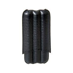 VEGAN LEATHER BLACK CIGAR CASE (HOLDS 3 CIGARS) (2483L)