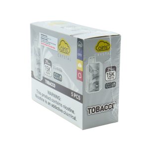 AIRIS CRYSTAL DISPOSABLE 15000PF TOBACCO 3% -BOX OF 5 - 6972136492056