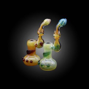 7'' FRIT FUME SPIRAL NECK LEAF ATTACHED BUBBLER 6CT JAR - 100000953637