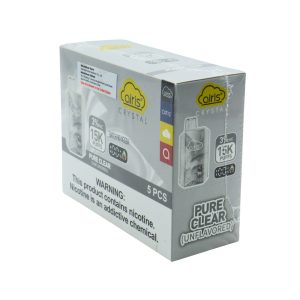 AIRIS CRYSTAL DISPOSABLE 15000PF PURE CLEAR (UNFLAVORED) 3% -BOX OF 5