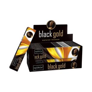 NANDITA INCENSE STICKS 15GM PACK BLACK GOLD -BOX OF 12 PACK