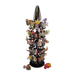 LOOKAH HEAVY GLASS BOWL 14MM MIXED DESIGN 48 PCS WITH LOOKAH DISPLAY STAND (SMALL)