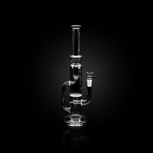 ALPHA 16'' OUTSIDE RECYCLER JOINT GLASS TUBING WITH HONEYCOMB AND INLINE PERC CLEAR BLACK