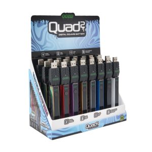 OOZE QUAD 2 DIGITAL SQUARE BATTERY DISPLAY ASSORTED COLORS -24CT BOX