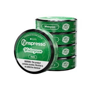 ONSPRESSO CAFFEINATED NICOTINE POUCHES CLASSIC WINTERGREEN 3MG -PACK OF 5