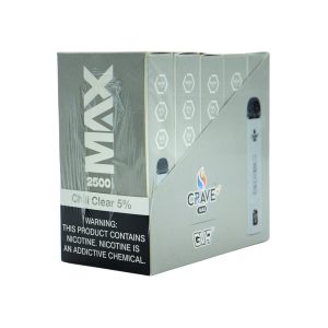 CRAVE PLUS MAX DISPOSABLE 2500PF CHILL CLEAR 5% -BOX OF 10