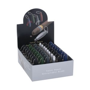 RUBBERIZED TWIST CIGAR PUNCH WITH KEY RING 48CT BOX (RC022)